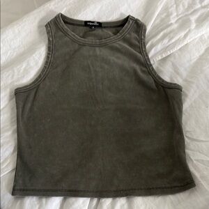 Olive Green Ribbed Tank Top